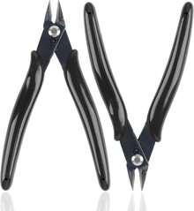 2 Pack 5 Inch Black Micro Flush Cutters – Diagonal Side Cutting Pliers For Zip Ties, Electronics, Plastic Models & Jewelry, Precision Sprue Cutter Tool - Black - View 2