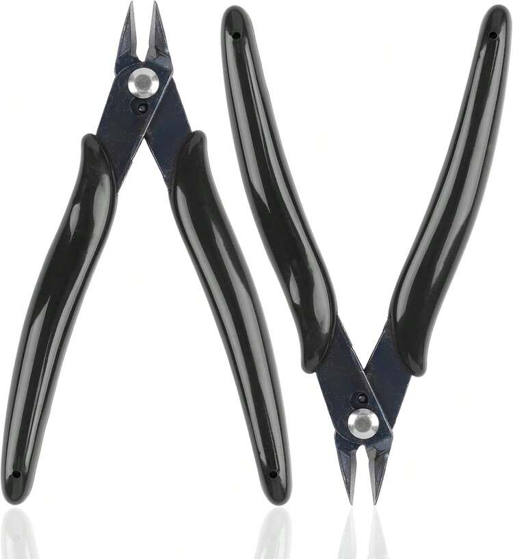 2 Pack 5 Inch Black Micro Flush Cutters – Diagonal Side Cutting Pliers For Zip Ties, Electronics, Plastic Models & Jewelry, Precision Sprue Cutter Tool - Black - View 2