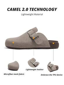 CAMEL CROWN Zapatos casuales para mujer, zapatillas deportivas de suela gruesa para todo el año, estilo Birkenstocks, versátiles y mullidas, pantuflas de suela gruesa y fácil de poner - Gris - Ver 5