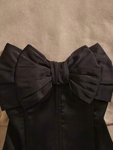 1pc French Bow Bandeau Top, Cami Layered Slim Fit Casual For Women - 黑色 - 查看 4