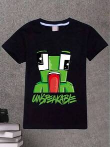 Camisetas de moda nuevas Graphic Tees Teen, camiseta de manga corta con cuello redondo de alta calidad, 180g de algodón puro, con diseño de moda infantil, personaje de dibujos animados verde y estampado "UNSPEAKABLE". ,Camisas para mujer, la opción perfecta para los atuendos del Día de San Valentín,camisetas gráficas divertidas para hombre, camisetas gráficas de estilo coreano,camisas para niñas, camisetas para niños. - Negro - Ver 1
