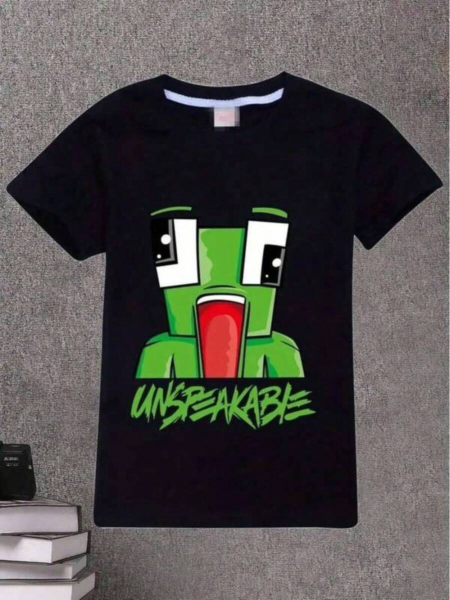 Camisetas de moda nuevas Graphic Tees Teen, camiseta de manga corta con cuello redondo de alta calidad, 180g de algodón puro, con diseño de moda infantil, personaje de dibujos animados verde y estampado "UNSPEAKABLE". ,Camisas para mujer, la opción perfecta para los atuendos del Día de San Valentín,camisetas gráficas divertidas para hombre, camisetas gráficas de estilo coreano,camisas para niñas, camisetas para niños. - Negro - Ver 1