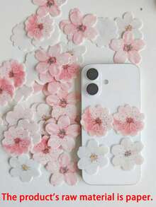 10/30/50pcs Sakura Cupcake Decorations, 3D Sakura Cake Decorations, Wafer Paper Flower Cupcake Decorations, Suitable For Baby Shower, Birthday Party, Wedding, Colorful Food Decor - Multicolor - View 3
