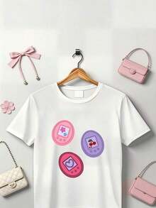 Camiseta de Mujer con Estampado de Corona de Princesa de 180g - Suave y Cómoda, Perfecta para Salidas Familiares, Actividades de Team Building y como Regalo para el Día de los Caídos, camisa elegante adecuada para fiestas. - Blanco - Ver 6