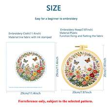 Butterfly Floral Embroidery DIY Kit, Beginner Friendly With Embroidery Hoop, Desktop Decor Gift - Multicolor - View 3