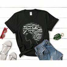 Camiseta de empoderamiento: Diseño de arte de palabras afrolatinas, latinas y chicanas - Negro - Ver 2