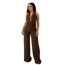 2-Piece Women's Outfit: Sexy Halter Neck, Low-Back, Tie-String, Solid Color Mesh Two-Piece Set - Màu xanh lam - Xem 10