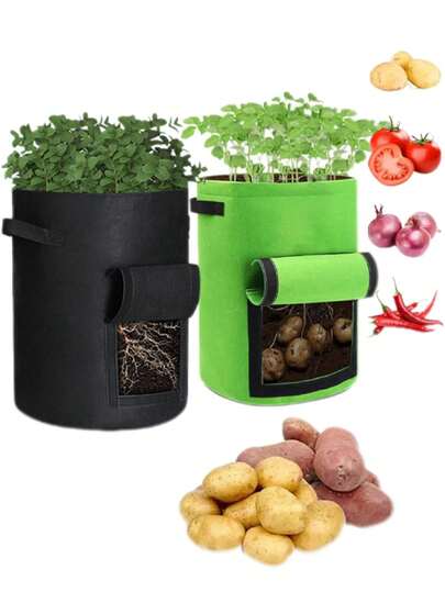 1pc 5/10 Gallon Sweet Potato Planting Bag, Felt Potato Planting Bucket, Round Nutrient Pot, Plant Growth Bag, Vegetable Potato Seedling Bucket, Vegetable Planting Bag, Fabric Bag