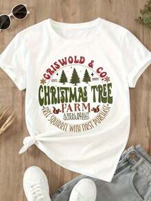 Camiseta Griswold And Co Christmas Tree Farm, Camiseta Divertida de Vacaciones, Regalo de Ardilla de Christmas Tree Farm, Top de Disfraz Navideño, Estilo Urbano Vintage, Unisex, Camiseta de Manga Corta de Algodón Suelto con Cuello Redondo, 100% algodón - Blanco - Ver 4
