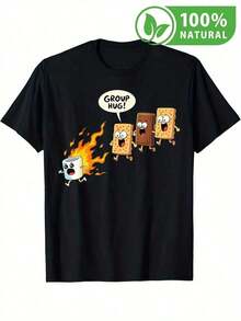 T-shirt divertida con diseño de malvavisco y galletas abrazadoras ideal para fans de la comedia gráfica estilo mexicano camiseta única y original para destacar en cualquier ocasión cargada de humor y colores vibrantes hecho con material cómodo y duradero en moda casual - Negro - Ver 8