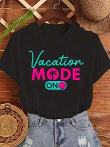 Camiseta única Vacation Mode ON con diseño vibrante y moderno ideal para verano y escapadas estilo y2k perfecta para resaltar tu pasión por las vacaciones y el sol atrévete a lucirla en tus salidas diarias o en la playa - Negro - Ver 12