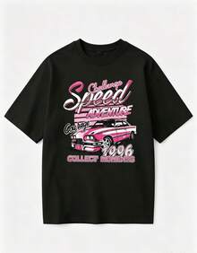 3 pc Camiseta económica manga corta algodón, estampado racing en espalda, tres tonos clásicos. Diseño versátil, ideal para uso diario, paseos informales y armar conjuntos juveniles a precio - Negro - Ver 2