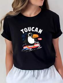 La camiseta Toucan Time es ideal para reuniones familiares y actividades de team-building en la empresa-el regalo perfecto para la diversión veraniega y el estilo surfista. Una prenda cómoda y versátil de manga corta. - Negro - Ver 7