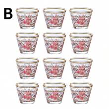 6pcs/12pcs Gold Rim Floral Glass Tea Cups, Clear Moonlight Red Tea Cup Set, Elegant Floral Tea Set For Home Tea Party - Floral Black Tea Cup - View 15