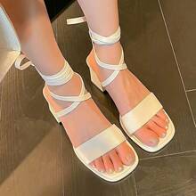Sandalias de tacón alto para mujeres - Beis - Ver 3