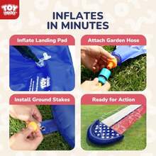 Toy Life - Toboganes de agua gigantes con bandera americana para niños de 20 pies, toboganes de agua con 2 tablas de bodyboard, 2 carriles, juguetes de verano con rociador integrado para patio trasero - Tobogn acutico inflable con bandera - Ver 6