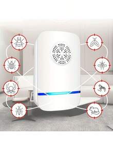 SOKANY Repelente de plagas inteligente ultrasónico de frecuencia variable, carcasa de material ABS, control físico de plagas, bajo consumo de energía, silencioso y de bajo ruido, repele múltiples tipos de plagas - Blanco - Ver 2