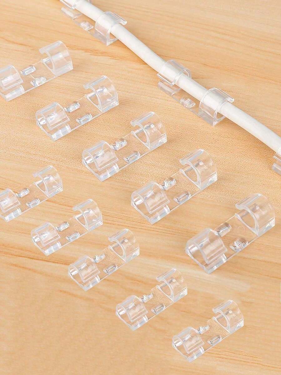 20/40pcs Self-Adhesive Cable Clips Organizer, Transparent Sticky Cable Clamps For Wire Management, Suitable For TV Cables, Desktops, Home & Office