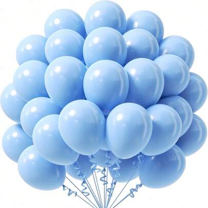 20pcs/55pcs Set Of 10-Inch Macaron Blue Latex Balloons, Suitable For 1st Birthday Party, Anniversary, Party, Balloon Arch, Birthday, Outdoor, Indoor, Proposal Ceremony