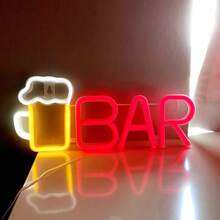1 pieza Letrero de neón de bar, alimentado por batería o USB, tamaño 35.5x144.5cm/13.9x5.7in, adecuado para cumpleaños, bar, pub, patio, propuesta, aniversario, graduación, sala de juegos, Día de San Valentín, Día de la Madre, Día del Niño, Navidad y otras decoraciones de fiesta y decoración del hogar - Blanco - Ver 8