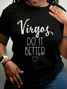 Virgos Do It Better Women's Zodiac Sign T-Shirt, Gift For Astrology Lovers, Horoscope Design, Vintage Urban Style, Unisex, Loose Fit Short Sleeve Crew Neck Cotton T-Shirt, 100% Cotton - 黑色 - 查看 7