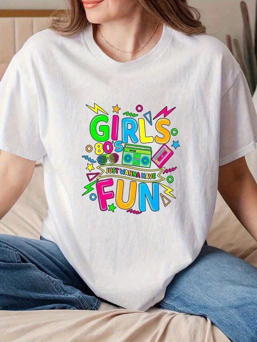 100% algodón puro, para mujerCamiseta unisexTCamisaChicasAños 80SimplementeQuieroTenerDiversiónGráficoImprimirRedondoCuelloTCamisaParaCumpleañosFiestaCelebraciónEventosVestibleArteModaDeclaraciónInformalConjunto de ropaElecciónParaMujeresYHombresMáquinaLavableTodos los díasOcioFiestaYRegaloIdeal - Blanco - Ver 1