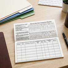 12 Pack Check Register Book, 6x3Inch Large Print Transaction Register Ledger, 8 Sheets Each With Wide Lines For Easy Writing, Bank Account Balance Tracker For Checks, Savings, Deposits & Credit Cards School Supplies - 12 Pack Check Register Book - View 3
