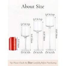 Tall Glass Candle Holder: Long Stem Floating Candle Holders Tealight Votive And Pillar Large Centerpieces Wedding Table Party Home Set Of 3 - 1 套(3 件) - 查看 4