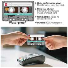 1pc Random Audio Tape Credit Card Skin Stickers Set, Waterproof Debit Card Sticker 80s 90s Tape Recorder Themed Credit Card Bank Card Sticker Skins - Multicolor - View 5