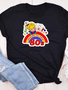 Camiseta unisex, arcoírisChicaCamisa:Años 80Dibujos animadosNostalgia,ropademujerblusasparadamacasualescamisasdemujerblusablusasparamujercamisas, GráficasimpresoAmigable con la piel, estilo de los 90Retro, Ropa Urbana, De ModacasualCamisetas, GráficasimpresoAmigable con la piel, estilo de los 90Retro, Ropa Urbana, De Modacasualcamisetas - Negro - Ver 5