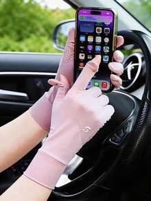 1 Pair Extra Long Ice Silk UV Protection Gloves, Women Anti-Slip Lightweight Touchscreen Gloves For Driving, Cycling, Motorcycle, Summer Essentials - A - View 9