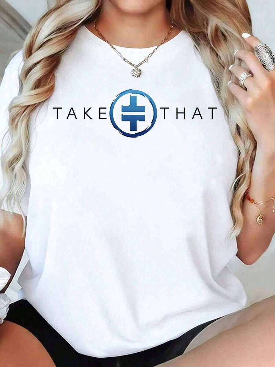 Camiseta de Mujer Take That The Circus 2026 Summer Tour, Cuello Redondo, Manga Corta, Cómoda, de Algodón Puro Suave, Adecuada para Todas las Temporadas.Imprescindible para los fans, esta camiseta unisex es perfecta para el uso diario, salidas, desplazamientos y fiestas. - Blanco - Ver 1