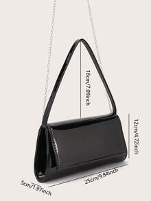 Fashionable Solid Color Mirror Detachable PU Handbag, Elegant Business Bag Suitable For Women's Daily Commute, Dates, Parties, Weddings, Balls, Formal Occasions, Can Be Matched With Wedding Dress, Formal Evening Gown, Ball Gown, Birthday Dress - Black - View 8