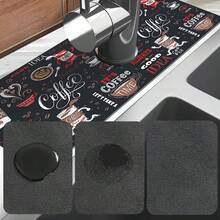 1 pieza Protector de salpicaduras de grifo de goma con diseño Coffee Life, protector de salpicaduras de grifo de baño, almohadilla de grifo antilodo, antihumedad y antideslizante, accesorio para encimera de cocina. Protege tu encimera de cocina. - Multicolor - Ver 10