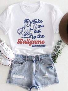 Camisetas de Estilo Urbano con Temática de Béisbol, Corte Holgado, Camisetas de Manga Corta con la Frase "Llévame al Campo de Béisbol", Camisetas Deportivas Retro de Béisbol, Camisetas de Manga Corta Nostálgicas de Verano, Unisex OT0L. ,Camiseta informal negra de cuello redondo para hombre, camisas para niños, ropa para niñas, conjuntos de chicas de televisión, conjuntos a juego para madre e hija, adecuados para regalos de San Valentín, unisex - Blanco - Ver 7