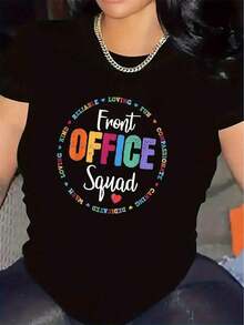 Camiseta única Front Office Squad diseño colorido y divertido para amantes del trabajo en equipo, ideal para cualquier ocasión, perfecta para quienes buscan estilo y comodidad, no te pierdas esta prenda Y2K que marcará  en México. - Negro - Ver 12