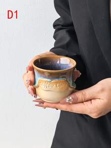 1个窑烧纯色手柄咖啡杯，陶瓷材质，精致高品质个性化创意“咖啡时光”字母咖啡杯，意式浓缩咖啡杯，阿拉伯式浓缩咖啡杯，茶杯 - 彩色 - 查看 23
