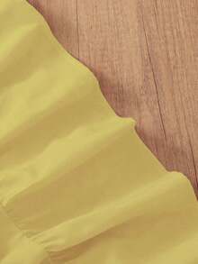 Vestido elegante y casual de línea A sin espalda, de tela tejida de unicolor, adecuado para fiestas, citas nocturnas, bodas, primavera/verano - Amarillo - Ver 3