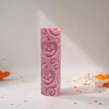 Pumpkin Lantern Vine & Gourd Pattern Clay Relief Texture Roller – DIY Pottery Craft Rolling Pin Tool For Polymer Clay, Ceramic Art, Fondant, Cookie Dough, Soft Clay Embossing Perfect For Halloween Tiles, Autumn Projects, Spooky Garden Art - Pumpkin Lantern Vines Pink - View 1