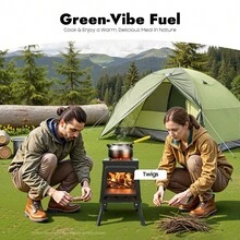Zeltkocher, Raketenofen Outdoor|  Tragbarer Holzofen Für Camping, Outdoor, Zeltheizung, Camping, Zeltkocher, Mini Holzofen Zum Kochen Und Heizen Mit 16 Entlüftungen - Schwarz - Übersicht 2