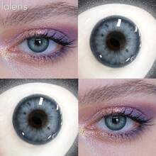 Lalens 1對 6個月拋棄式韓系設計時尚Y2K彩色隱形眼鏡，14.2mm 8.6mm，NVP HEMA 含水量38%，自然彩色柔軟透氣鏡片，放大效果適用於淺色和深色眼睛，日常妝容，春季派對，女孩、學生的生日禮物，美妝彩色隱形眼鏡 - 查看 5