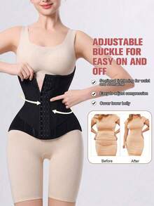 1pc Women Tight Compression Bra Waist Trainer, Tummy Control Back Support Waist Cincher, Colombian Waist Trimmer Belt For Women, Abdominal Shaper With Shoulder Straps - Black - View 19