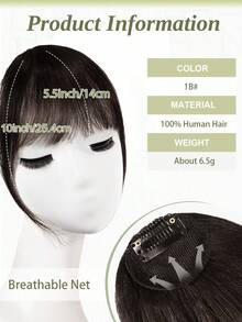 DNE HAIR 这款夹式刘海采用100%健康原生人发制成，带有鬓角，颜色为1B#自然色，打造自然逼真的空气刘海效果，柔软丝滑亲肤，不掉发不打结，隐形无缝设计，易于安装和拆卸，可重复使用，适合女性、女孩、初学者，可用于日常妆容、度假、街头风、婚礼发型等。 - SNatural - 查看 3