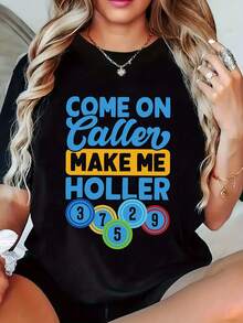 Women's T-shirt Camiseta divertida estampada de manga corta y cuello redondo, adecuada para la ropa de mujer de verano y primavera. - Negro - Ver 7