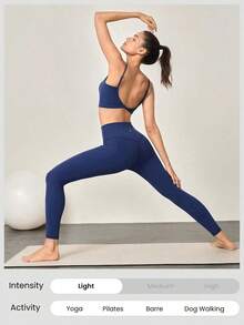2026 GLOWMODE Featherfit™ High-Waisted Leggings With 24" Side Pocket - Navy Blue - View 5