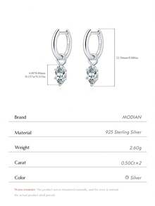 MODIAN 1CT Marquise Cut Moissanite 925 Sterling Sliver Charming Lab Diamond Swing Hoop Earrings For Women Dating Fine Jewelry 1 Sold - Silver - View 8