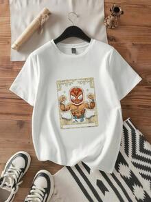 New Mimi-Of-The-Berry-First-Birthday-Strawberry Summer Casual T-Shirt, Urban Vintage Style, Unisex, Cotton, Short Sleeve, Round Neck - 白色 1 - 查看 6