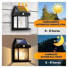 Luminária Arandela Vintage Placa Solar Lâmpada Externa Moderna Decoração Com Sensor Recarregável - Multicolorido - Visão 2