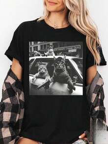 Camiseta Vintage Funny Gang, Camiseta Divertida, Camiseta Sarcástica, Camiseta Unisex de Talla Grande, Camiseta Funny Gang - Estilo Urbano Vintage, Camiseta Unisex de Algodón Holgada de Manga Corta con Cuello Redondo, blusas para mujer. blusas.blusas casuales para dama. - Negro - Ver 7