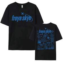 Camisetas de Mujer Freya Skye Stars Align, Camiseta de Verano de Algodón de Manga Corta, Holgada, con Diseño Gráfico de Cantante de Moda, Top de Merchandising - Negro - Ver 8